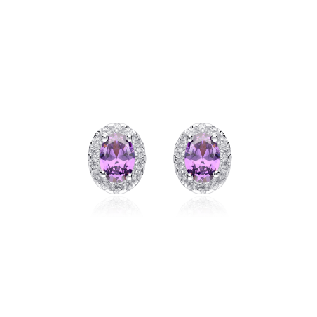 Pendientes Plata primera ley y circonitas moradas "Eyre"