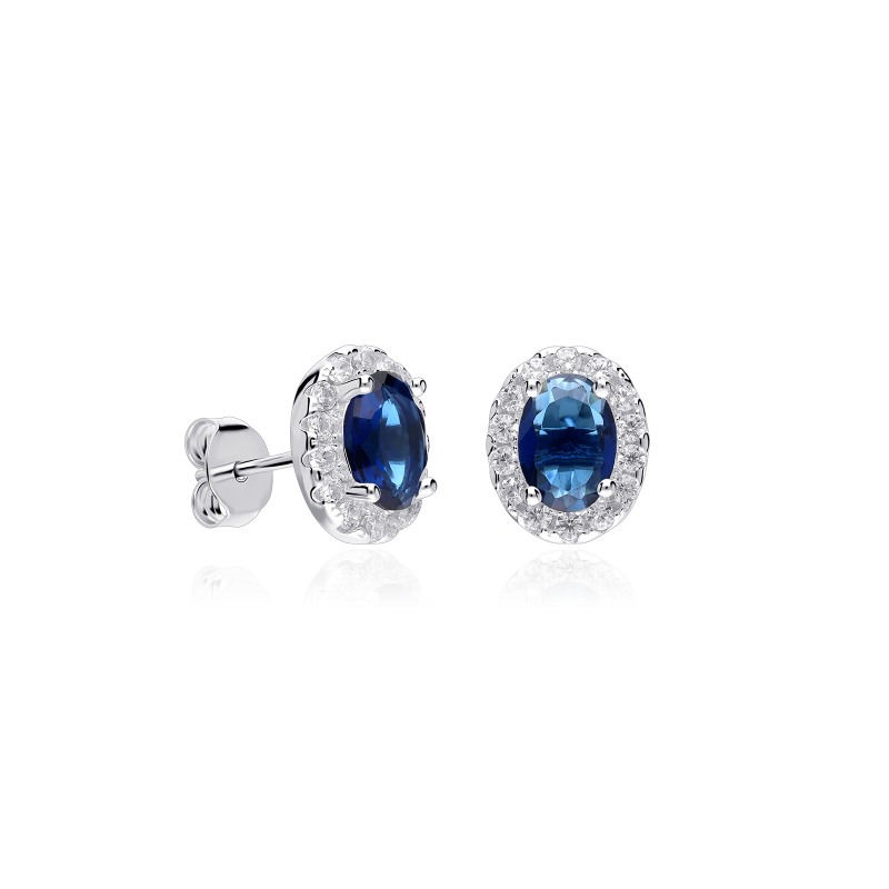 Pendientes Plata primera ley y circonitas azul "Eyre"