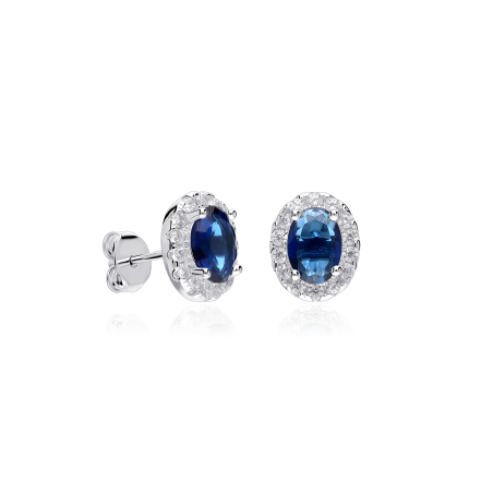 Pendientes Plata primera ley y circonitas azul "Eyre"