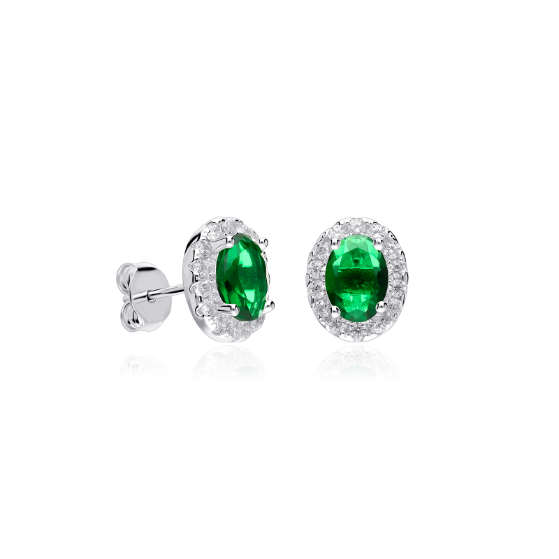 Pendientes Plata primera ley y circonitas verdes "Eyre"