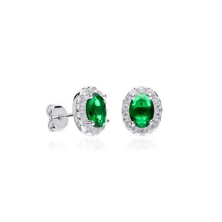 Pendientes Plata primera ley y circonitas verdes "Eyre"