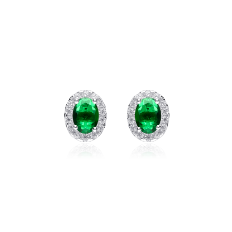 Pendientes Plata primera ley y circonitas verdes "Eyre"