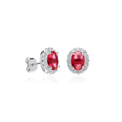 Pendientes Plata primera ley y circonitas rojas "Eyre"