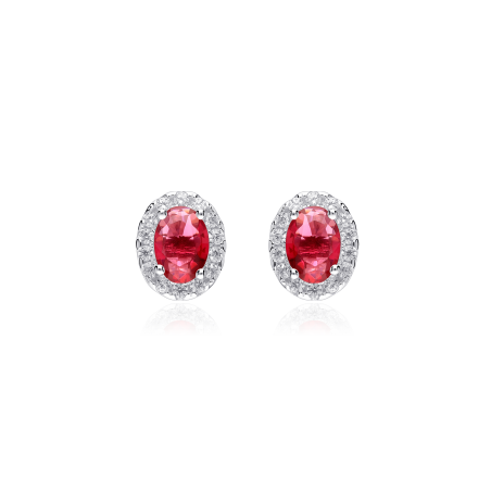 Pendientes Plata primera ley y circonitas rojas "Eyre"