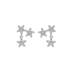 Pendientes Itemporality Plata Triple Flor Circonitas SEA-101-245-UU