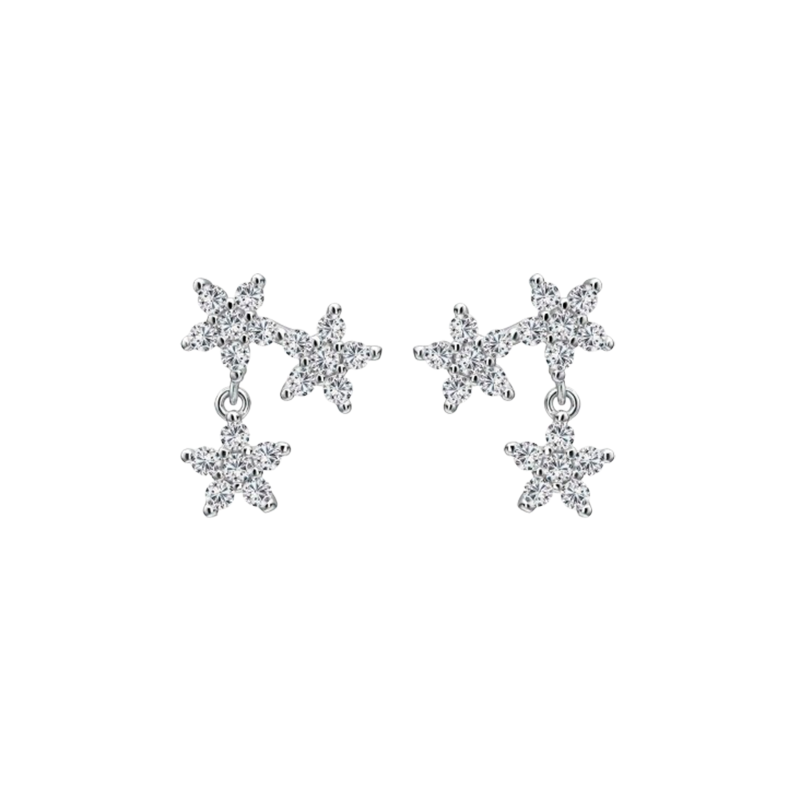Pendientes Itemporality Plata Triple Flor Circonitas SEA-101-245-UU