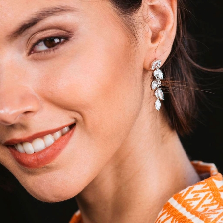 Pendientes Itemporality Plata Cascada Hojas SEA-101-236-UU