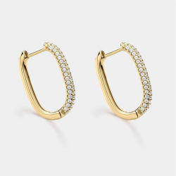 Pendientes Itemporality Baño Oro Aro Ovalado Y Circonitas SEA-201-356-UU