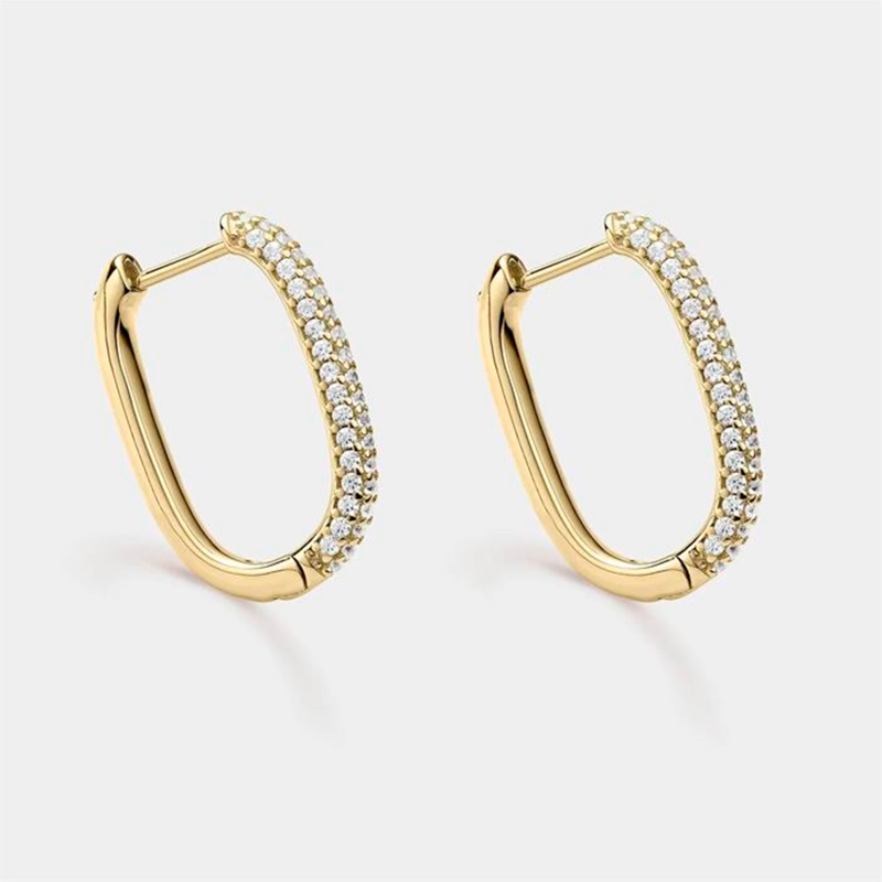 Pendientes Itemporality Baño Oro Aro Ovalado Y Circonitas SEA-201-356-UU