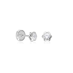 Pendientes Plata de ley y circonitas 4mm "Flomi"
