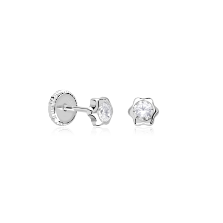 Pendientes Plata de ley y circonita 4mm "Flomi"