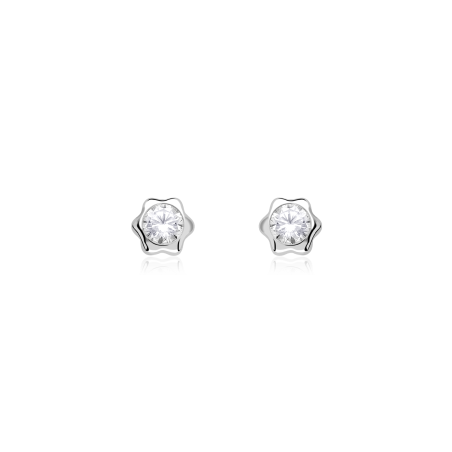 Pendientes Plata de ley y circonita 4mm "Flomi"