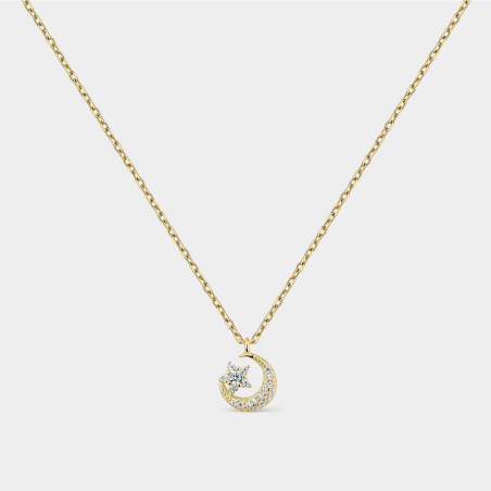 Collar Itemporality Plata Baño Oro Luna Y Estrella SNL-201-149-UU