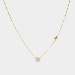 Collar Itemporality Plata Baño Oro Flor Y Mariposa SNL-201-154-UU