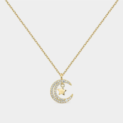 Collar Itemporality Plata Baño Oro Luna Y Estrellas SNL-201-147-UU