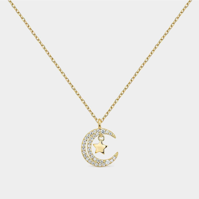 Collar Itemporality Plata Baño Oro Luna Y Estrellas SNL-201-147-UU