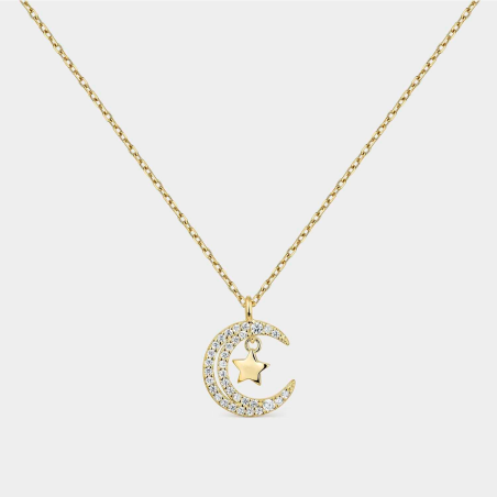 Collar Itemporality Plata Baño Oro Luna Y Estrellas SNL-201-147-UU