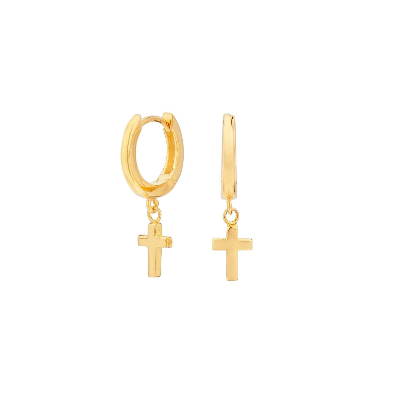 Pendientes Itemporality Plata Baño Oro Aro Y Cruz SEA-200-102-UU