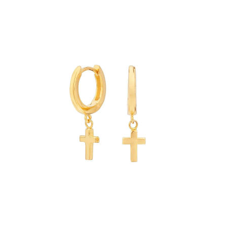 Pendientes Itemporality Plata Baño Oro Aro Y Cruz SEA-200-102-UU