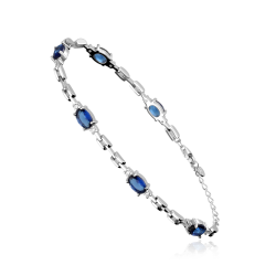 Pulsera Plata de ley y circonitas Azules "Crystal"