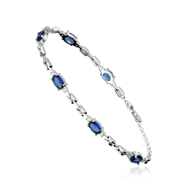 Pulsera Plata de ley y circonitas Azules "Crystal"
