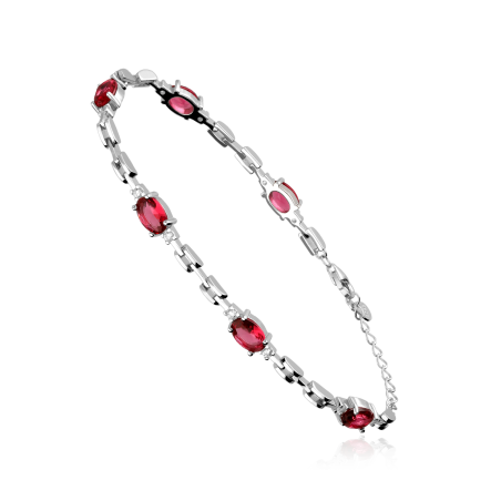 Pulsera Plata de ley y circonitas Rojas "Crystal"