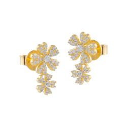 Pendientes Itemporality Baño Oro Flores Y Circonitas SEA-201-176-UU