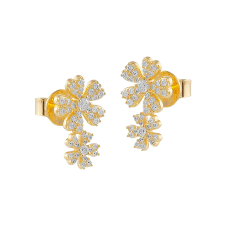 Pendientes Itemporality Baño Oro Flores Y Circonitas SEA-201-176-UU