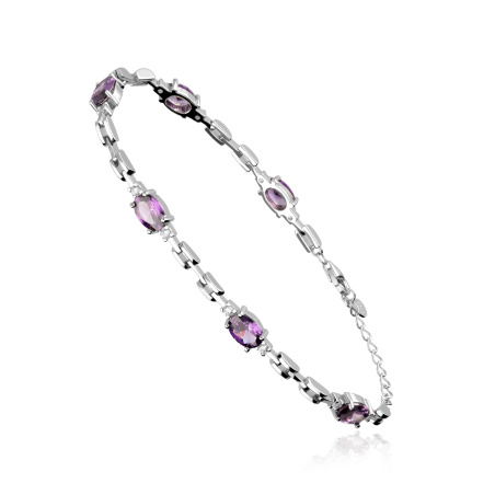 Pulsera Plata de ley y circonitas Moradas "Crystal"