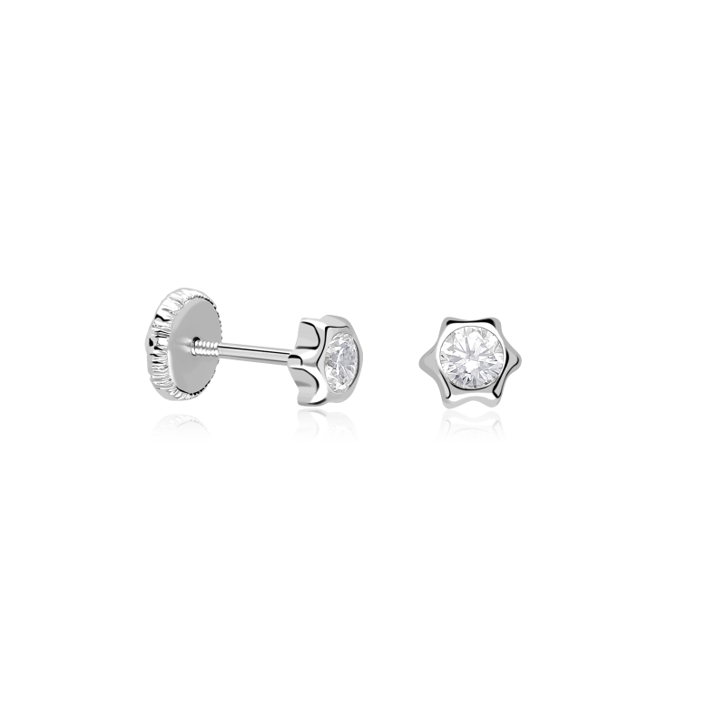 Pendientes Oro Blanco 18k y circonitas "Argos"