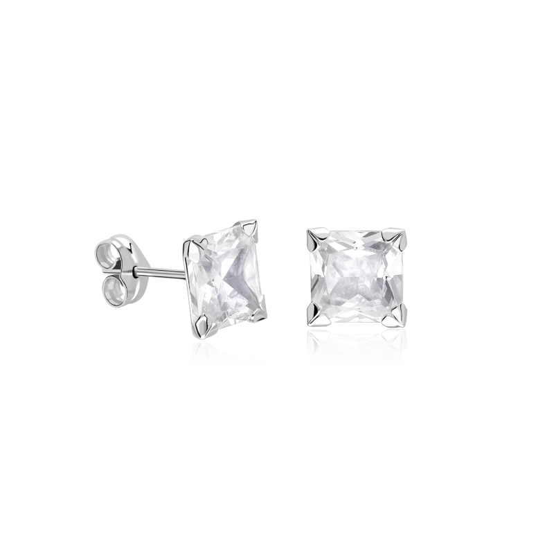 Pendientes Oro Blanco 18k y circonitas "Mila"