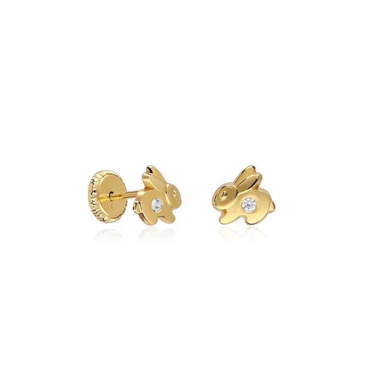 Pendientes Oro 18k y circonitas "Conejito"