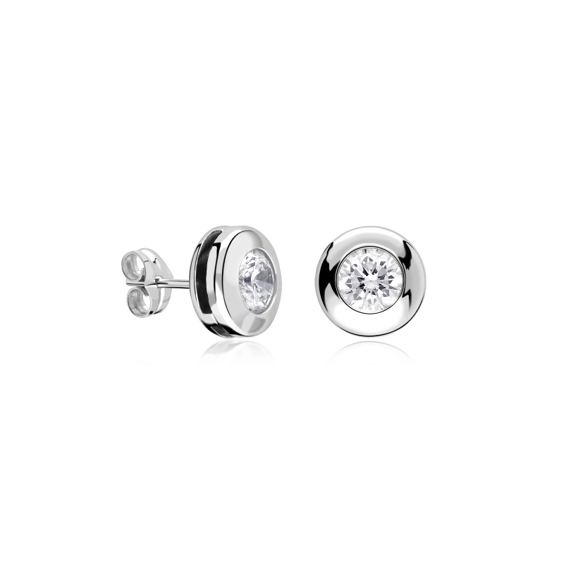 Pendientes Oro 18k Blanco y circonitas "Arcila"