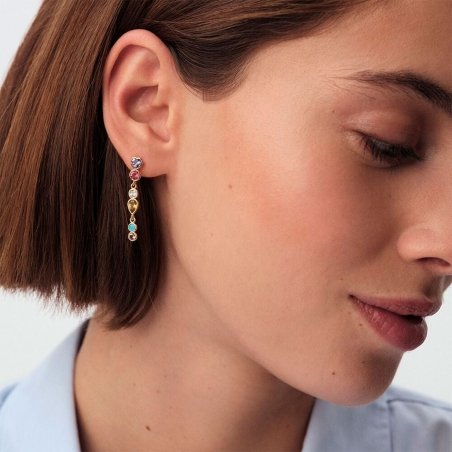 Pendientes Agatha Paris Largos Asimétricos Multicolor 2380606-256-TU