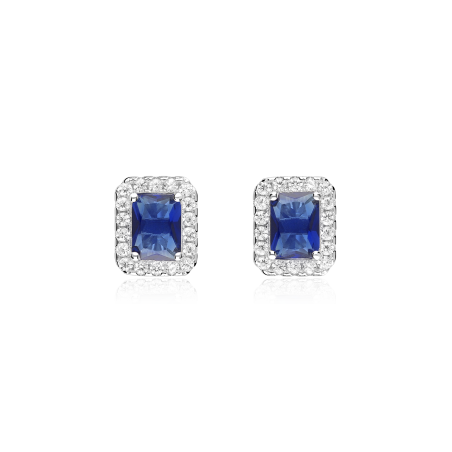 Pendientes Plata primera ley y circonitas Azules "Austen"