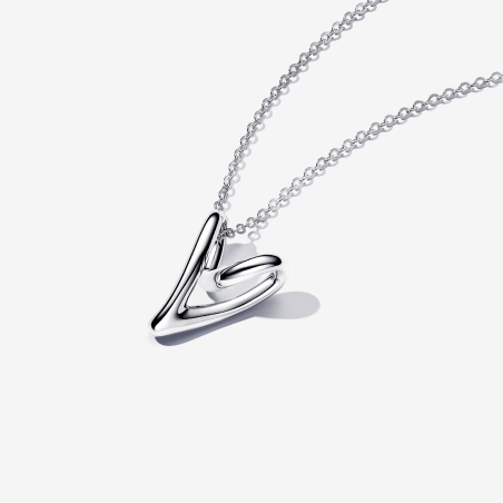 Collar Pandora Corazón Forma Orgánica Plata 393272C00-70