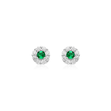 Pendientes Plata primera ley y circonita verde "Fredo"