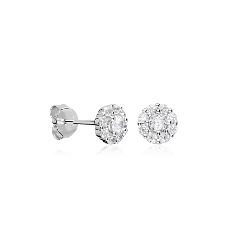 Pendientes Plata primera ley y circonita blanca "Fredo"