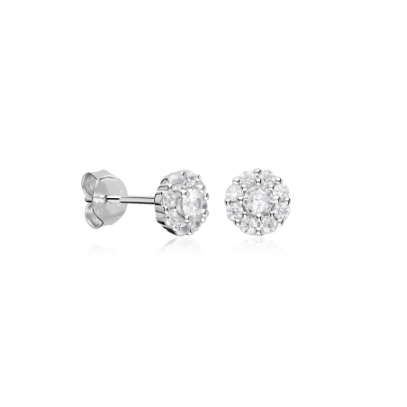 Pendientes Plata primera ley y circonita blanca "Fredo"