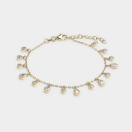 Pulsera Itemporality Plata Baño Oro Gotas Y Circonitas SBR-201-113-UU
