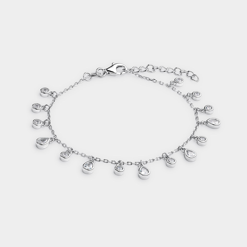 Pulsera Itemporality Plata  Gotas Y Circonitas SBR-101-113-UU