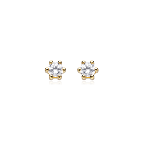 Pendientes Oro 18k y circonitas 5mm "Sixty"