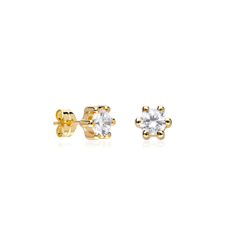 Pendientes Oro 18k y circonitas 5mm "Sixty"