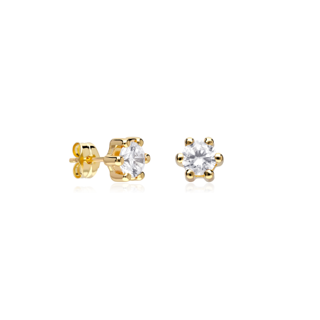 Pendientes Oro 18k y circonitas 5mm "Sixty"