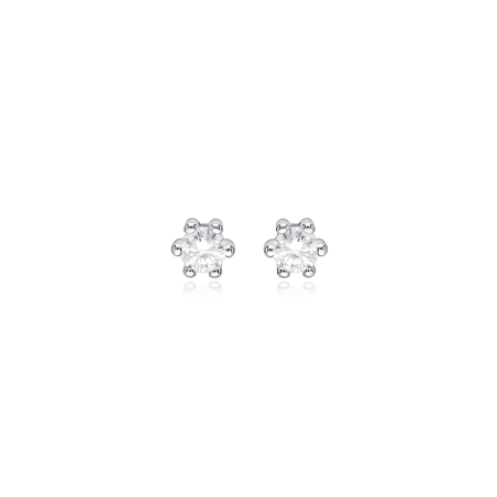 Pendientes Oro Blanco 18k y circonitas 4mm "Sixty"
