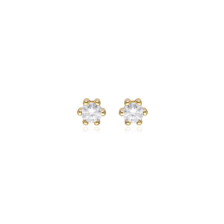 Pendientes Oro 18k y circonitas 4mm "Sixty"