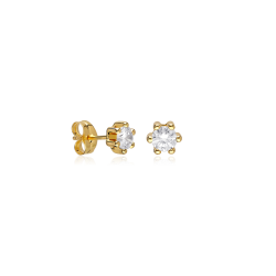 Pendientes Oro 18k y circonitas 4mm "Sixty"