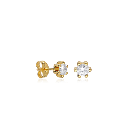 Pendientes Oro 18k y circonitas 4mm "Sixty"