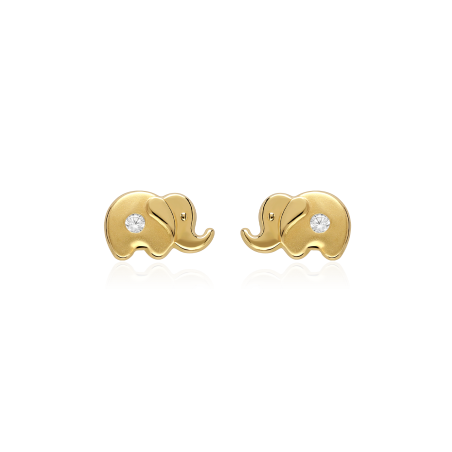 Pendientes Oro 18k y circonitas "Elefantito"