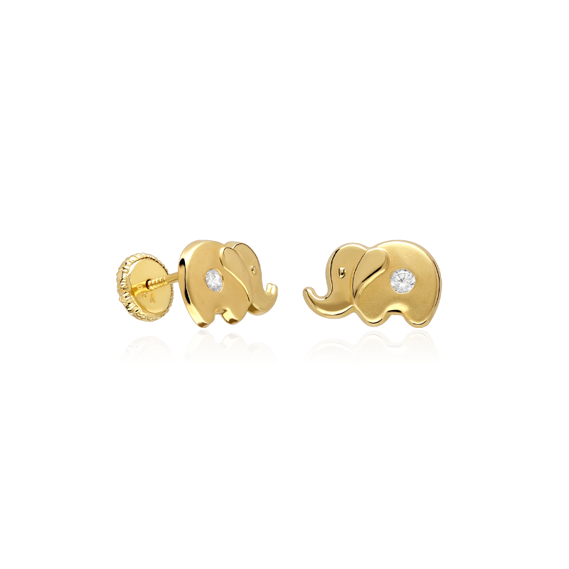Pendientes Oro 18k y circonitas "Elefantito"
